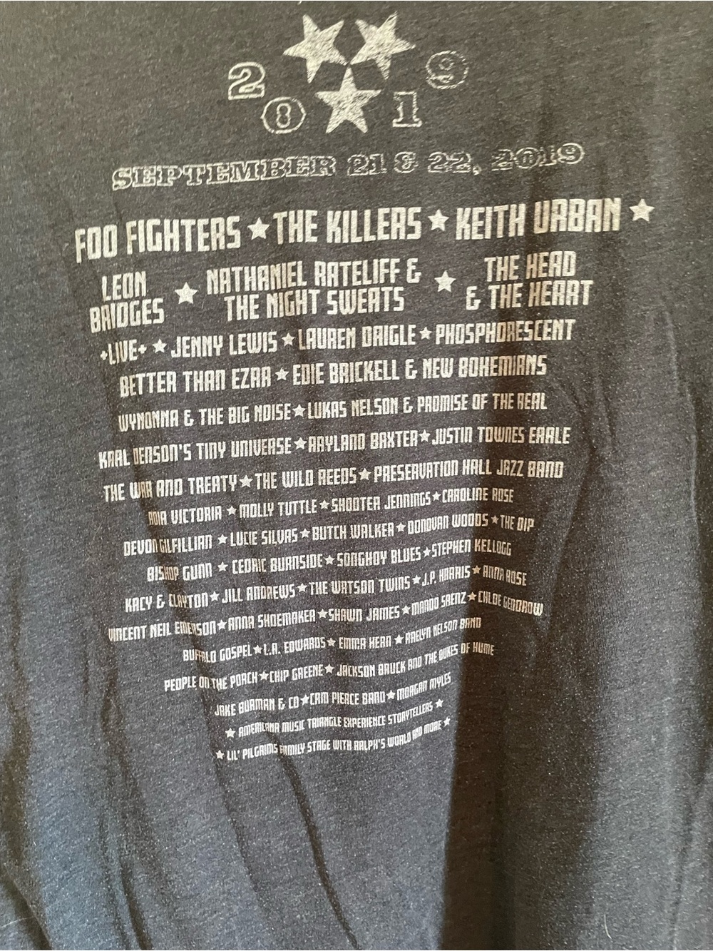Vintage Pilgrim Charcoal Graphic Music Festival Lineup Tee